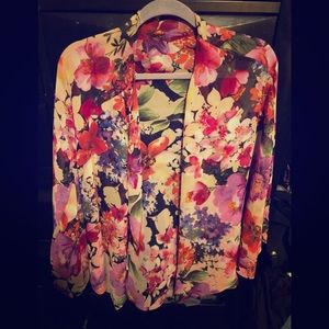 Floral short kimono-style top. Gently used.
